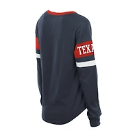 Women's New Era Navy Houston Texans Plus Throwback Lace-Up Long Sleeve T-Shirt
