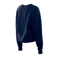 Women's New Era  Navy Houston Texans Sport Night Thermal Long Sleeve Cropped T-Shirt