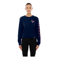 Women's New Era Navy Houston Texans Sport Night Thermal Long Sleeve Cropped T-Shirt