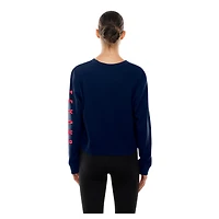 Women's New Era Navy Houston Texans Sport Night Thermal Long Sleeve Cropped T-Shirt