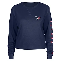 Women's New Era  Navy Houston Texans Thermal Crop Long Sleeve T-Shirt