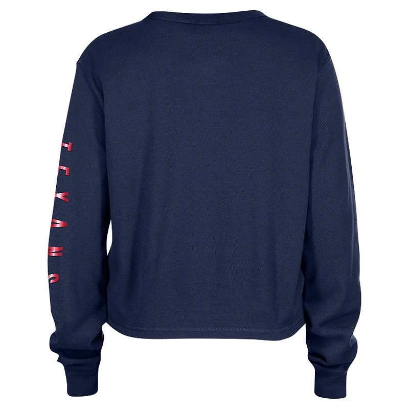 Women's New Era  Navy Houston Texans Thermal Crop Long Sleeve T-Shirt