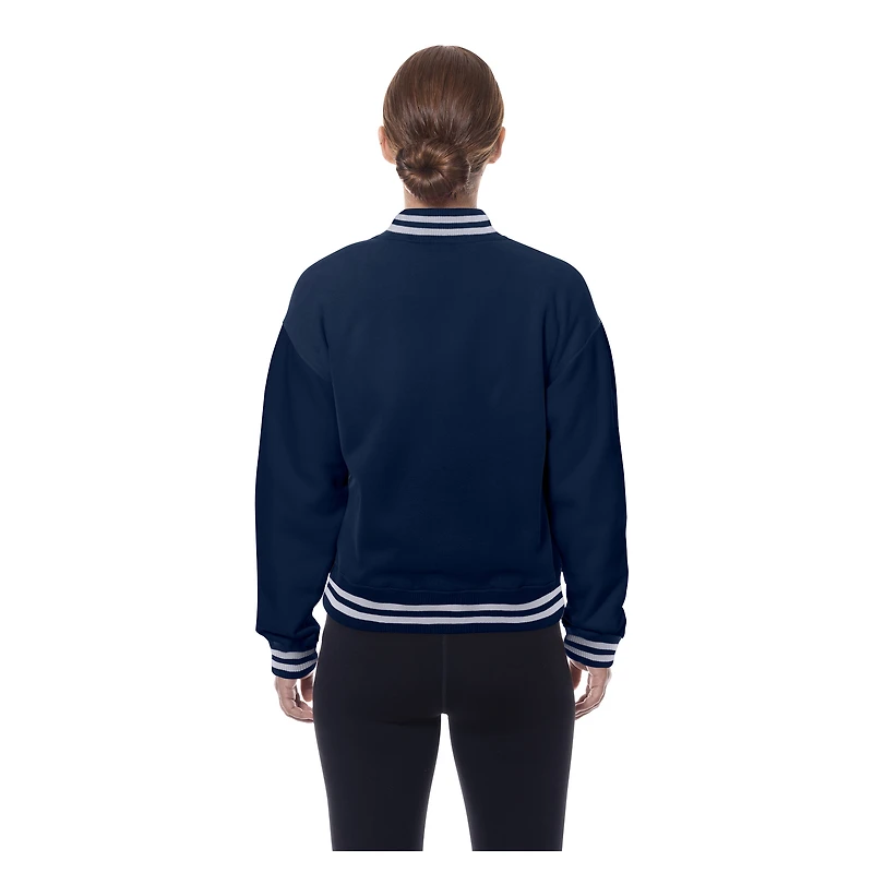 Veste polaire à boutons-pression New Era bleu marine Houston Texans Throwback pour femme