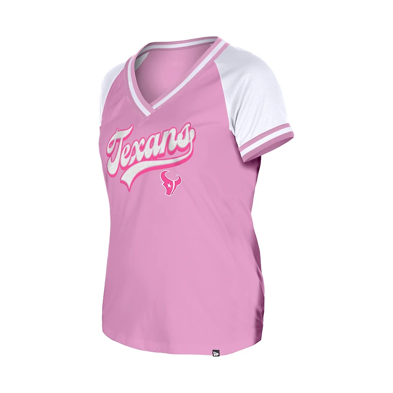 T-shirt col V rose New Era pour femme