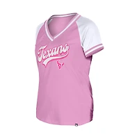 T-shirt col V rose New Era pour femme