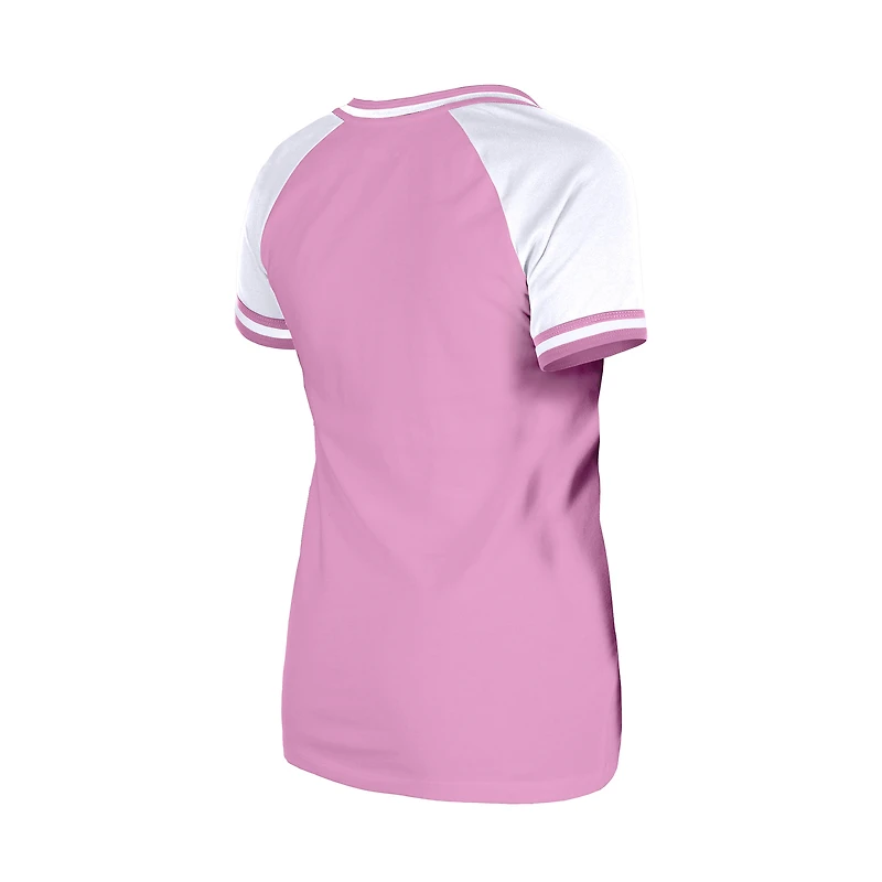 T-shirt col V rose New Era pour femme