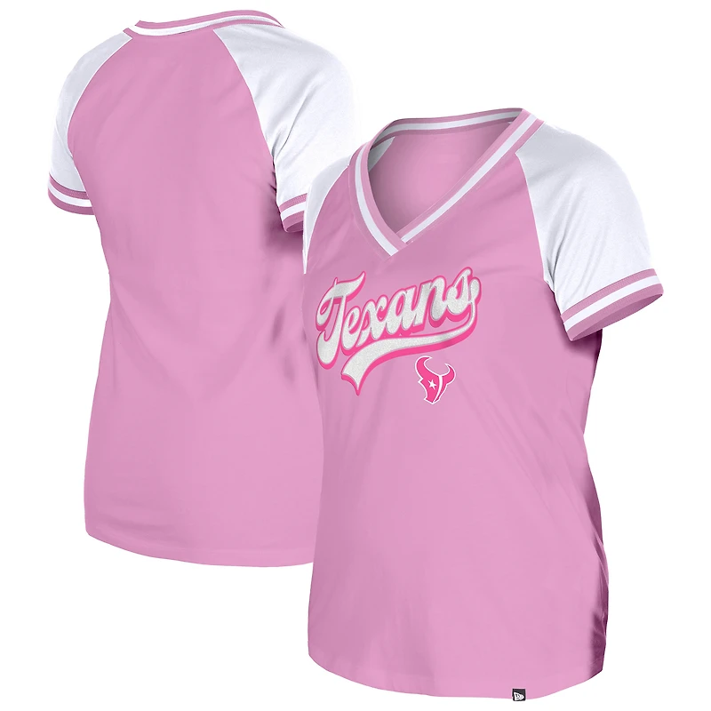 T-shirt col V rose New Era pour femme