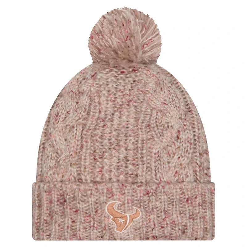 Bonnet en tricot à revers tendance avec pompon pour femme New Era Stone Houston Texans