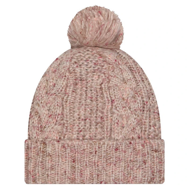 Bonnet en tricot à revers tendance avec pompon pour femme New Era Stone Houston Texans
