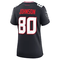 Maillot de jeu Nike Andre Johnson bleu marine pour femme des Houston Texans, joueur retraité l'équipe