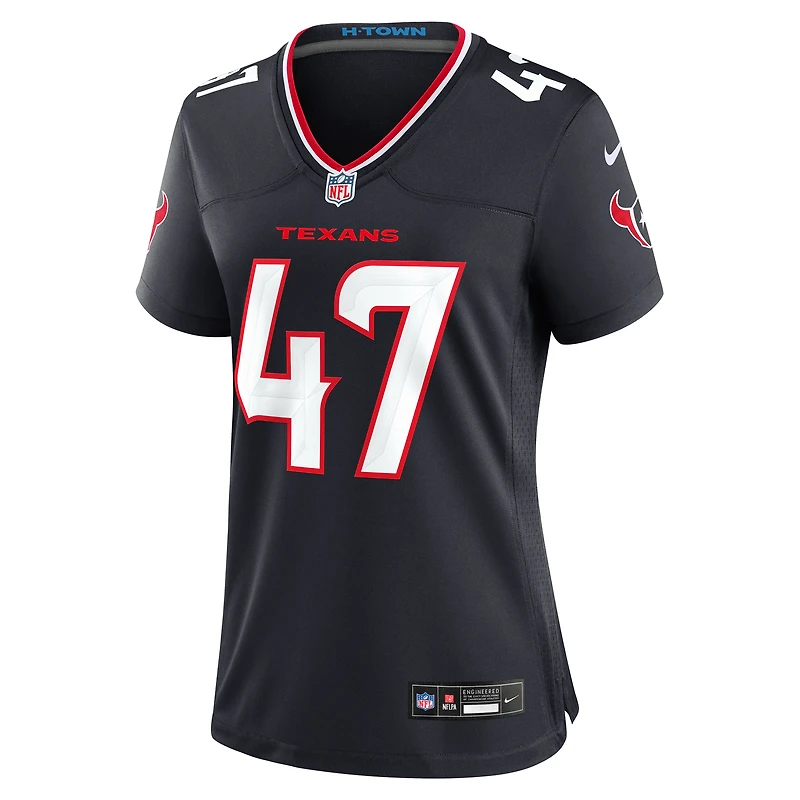 Maillot de match Nike Andrew Beck bleu marine pour femme des Houston Texans