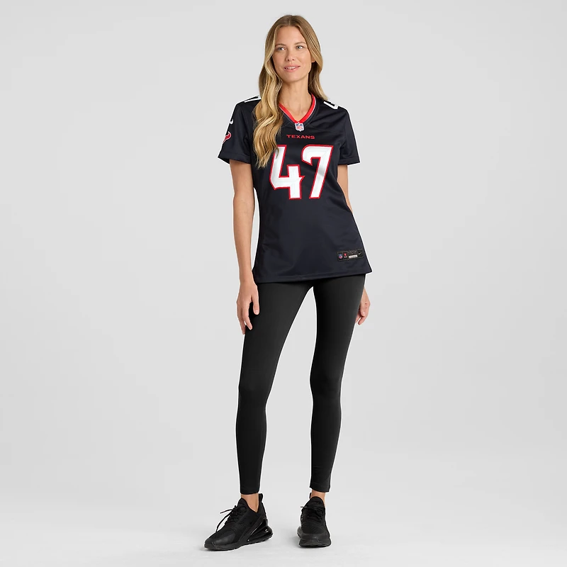 Maillot de match Nike Andrew Beck bleu marine pour femme des Houston Texans