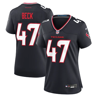 Maillot de match Nike Andrew Beck bleu marine pour femme des Houston Texans