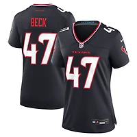 Maillot de match Nike Andrew Beck bleu marine pour femme des Houston Texans