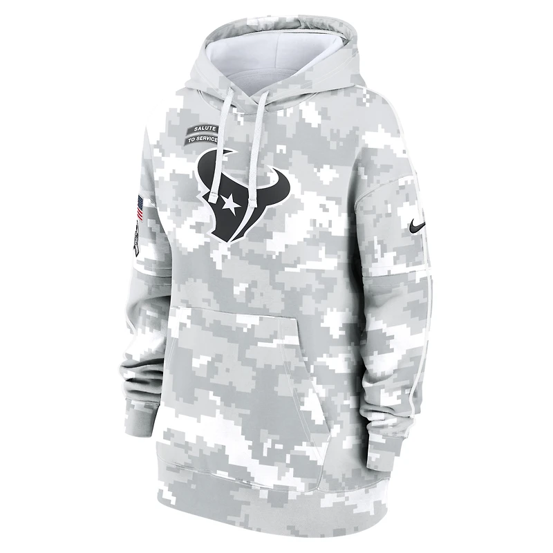 Sweat à capuche surdimensionné en polaire Nike Arctic Camo Houston Texans 2024 Salute To Service Club pour femme