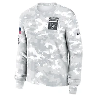 T-shirt à manches longues Nike Arctic Camo Houston Texans 2024 Salute To Service Dri-FIT pour femme