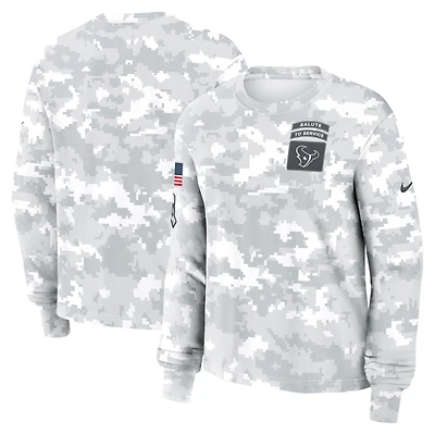 T-shirt à manches longues Nike Arctic Camo Houston Texans 2024 Salute To Service Dri-FIT pour femme