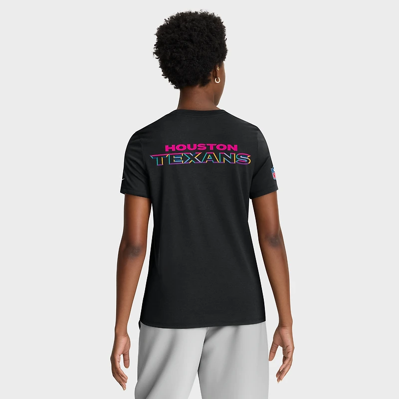 T-shirt Nike noir Houston Texans NFL Crucial Catch Tri-Blend Dri-FIT pour femme