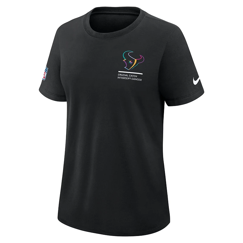 T-shirt Nike noir Houston Texans NFL Crucial Catch Tri-Blend Dri-FIT pour femme