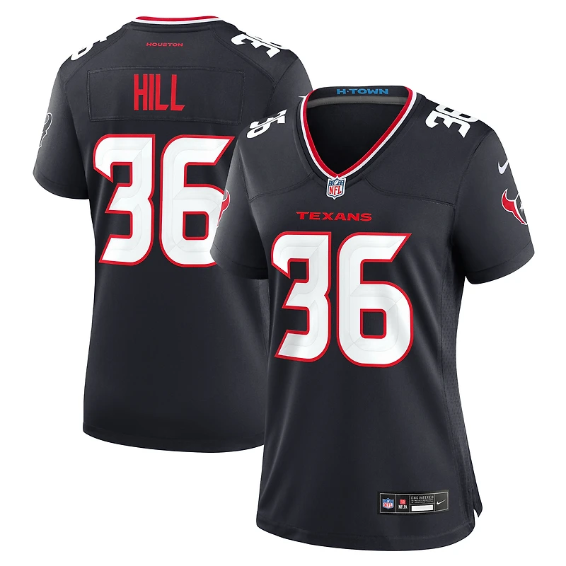 Maillot de match Nike Brandon Hill bleu marine pour femme des Houston Texans