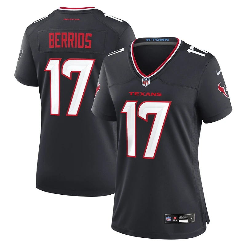 Maillot Nike Braxton Berrios bleu marine pour femme, équipe des Houston Texans
