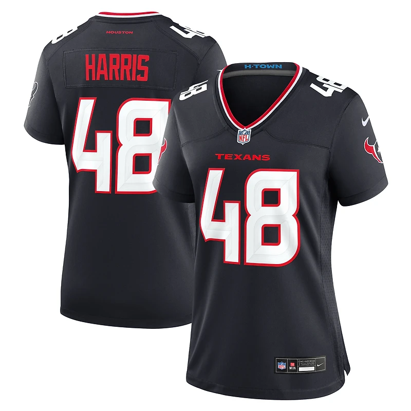 Maillot de match Nike Christian Harris bleu marine pour femme des Houston Texans