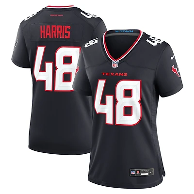 Maillot de match Nike Christian Harris bleu marine pour femme des Houston Texans