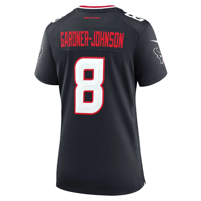 Maillot Nike C.J. Gardner-Johnson bleu marine pour femme des Houston Texans