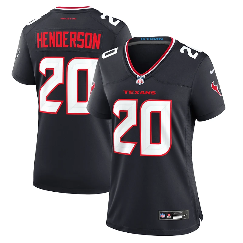 Maillot de match l'équipe Nike C.J. Henderson des Houston Texans pour femme, bleu marine
