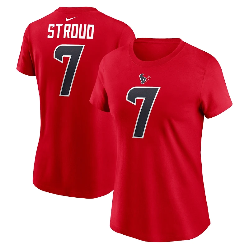 T-shirt Nike C.J. Stroud pour femme avec nom et numéro de joueur des Houston Texans, rouge