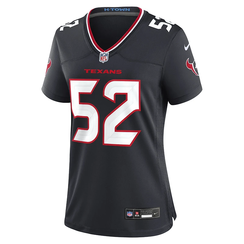Maillot Nike Darrell Taylor bleu marine pour femme des Houston Texans
