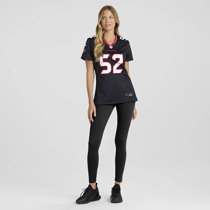 Maillot Nike Darrell Taylor bleu marine pour femme des Houston Texans