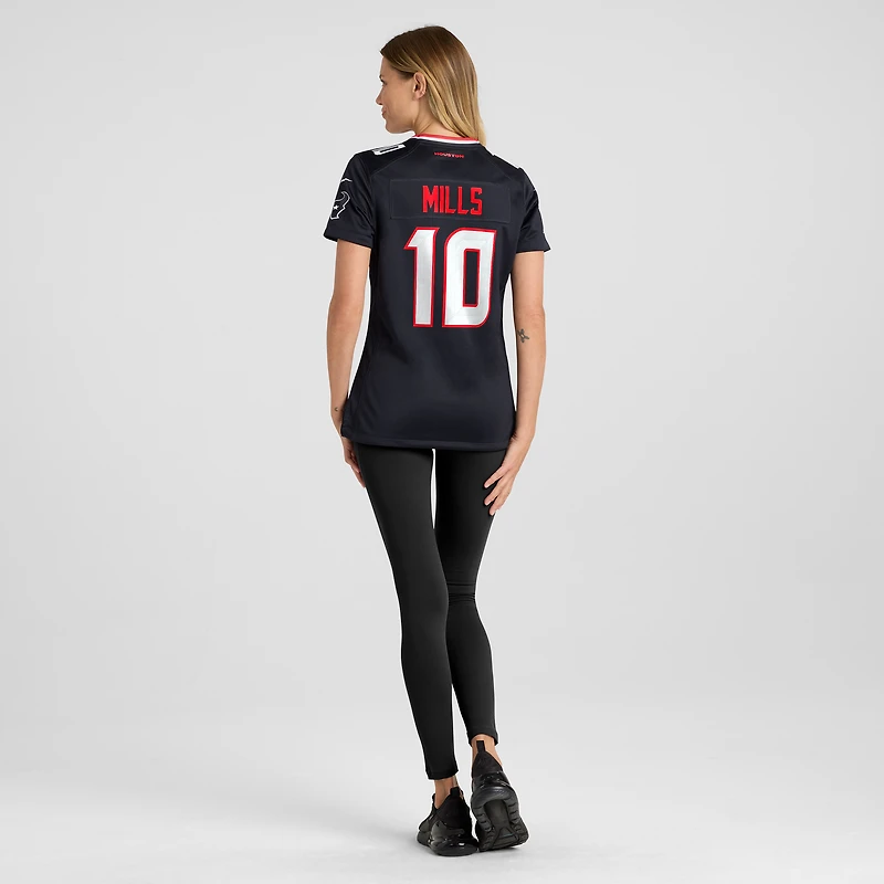 Maillot de match Nike Davis Mills bleu marine pour femme des Houston Texans