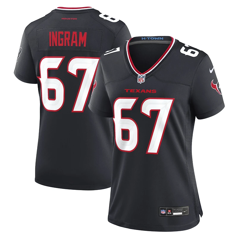 Women's Nike Ed Ingram  Navy Houston Texans Team Game Jersey