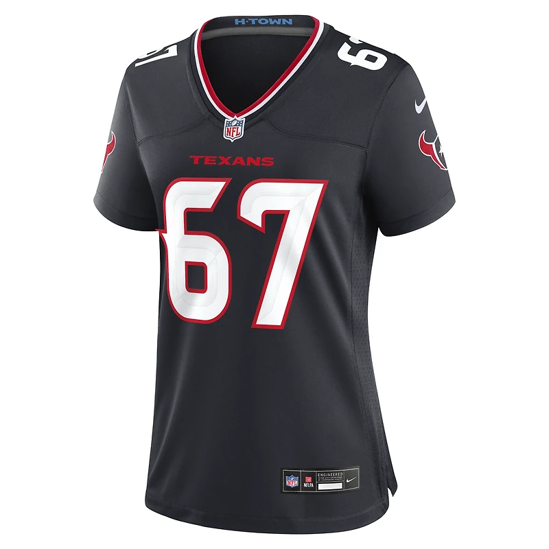 Maillot de match Nike Evan Brown bleu marine des Houston Texans pour femmes