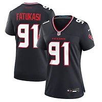 Maillot de match l'équipe des Houston Texans Nike Folorunso Fatukasi pour femme, bleu marine