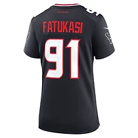 Maillot de match l'équipe des Houston Texans Nike Folorunso Fatukasi pour femme, bleu marine