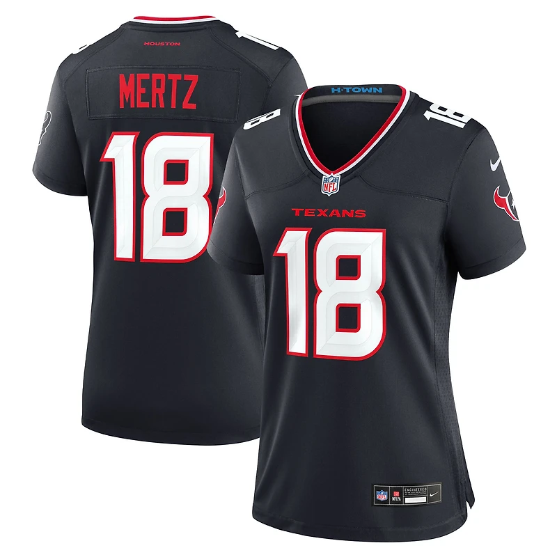 Maillot Nike Graham Mertz bleu marine pour femme des Houston Texans