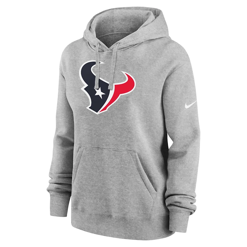 Women's Nike Heather Charcoal Houston Texans Club Fleece Pullover Hoodie