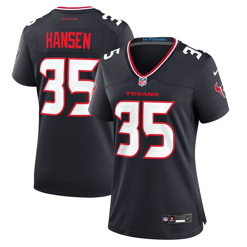 Maillot de match l'équipe Nike des Houston Texans Jake Hansen pour femme, bleu marine