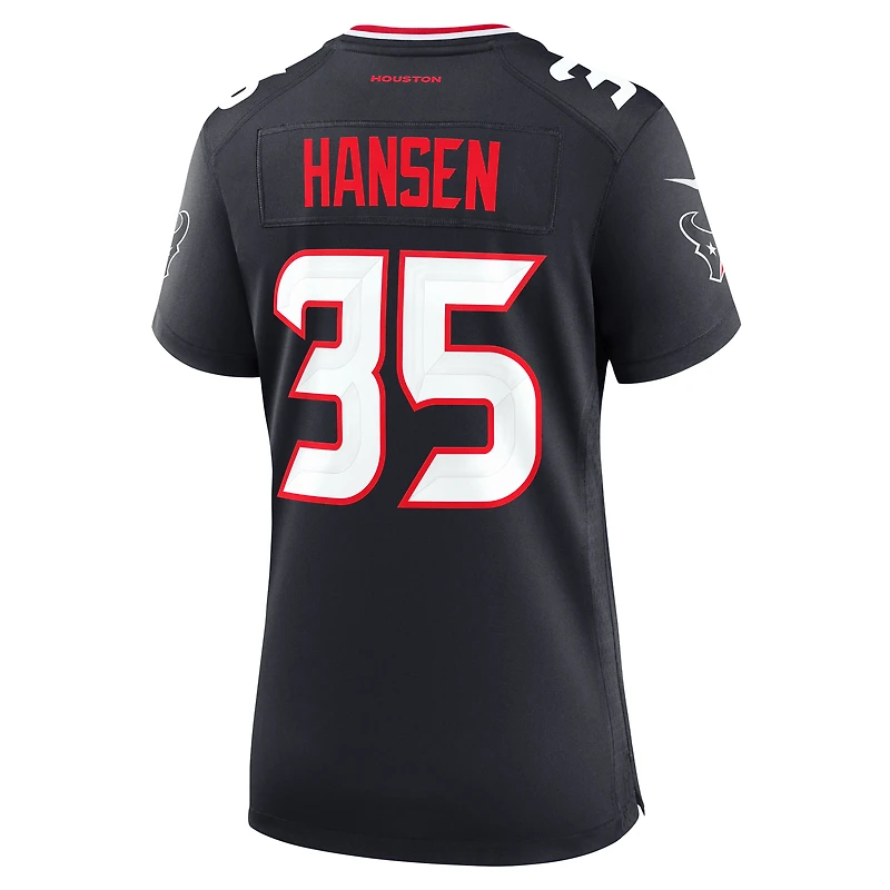 Maillot de match l'équipe Nike des Houston Texans Jake Hansen pour femme, bleu marine