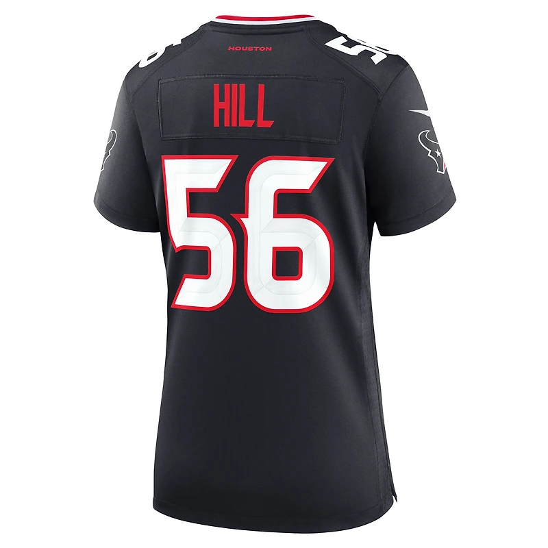 Maillot de match Nike Jamal Hill bleu marine pour femme des Houston Texans