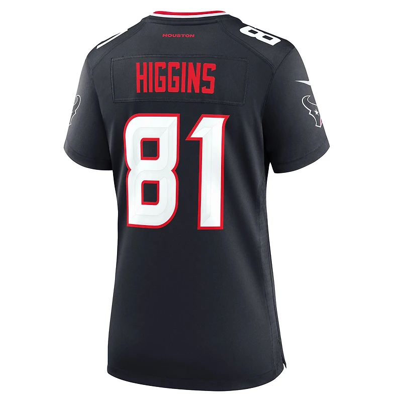 Maillot Nike Jayden Higgins bleu marine pour femme des Houston Texans