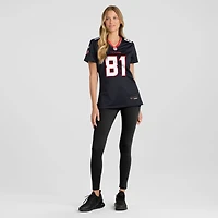 Maillot Nike Jayden Higgins bleu marine pour femme des Houston Texans