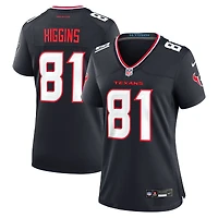 Maillot Nike Jayden Higgins bleu marine pour femme des Houston Texans