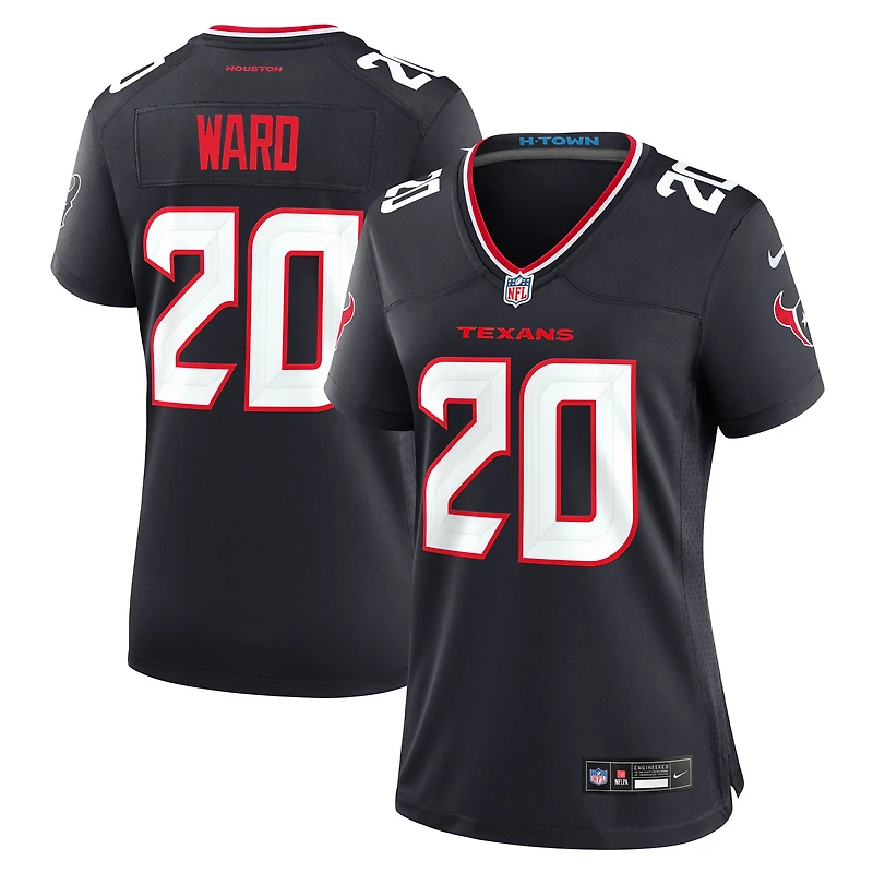 Maillot de match Nike Jimmie Ward bleu marine pour femme des Houston Texans
