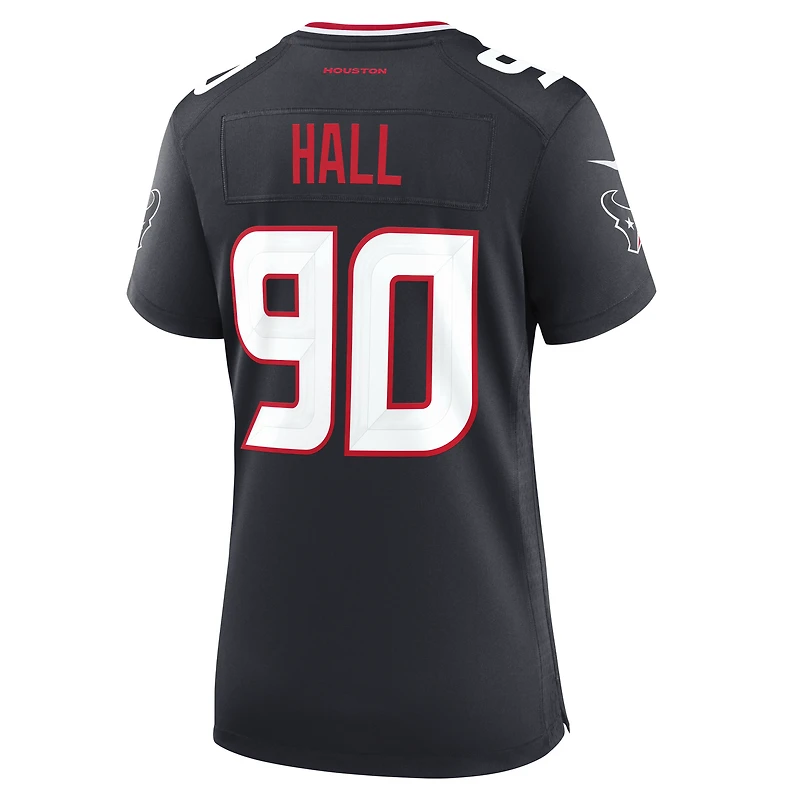 Maillot de match Nike Logan Hall bleu marine des Houston Texans pour femmes
