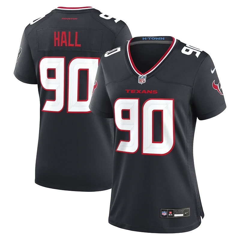 Maillot de match Nike Logan Hall bleu marine des Houston Texans pour femmes