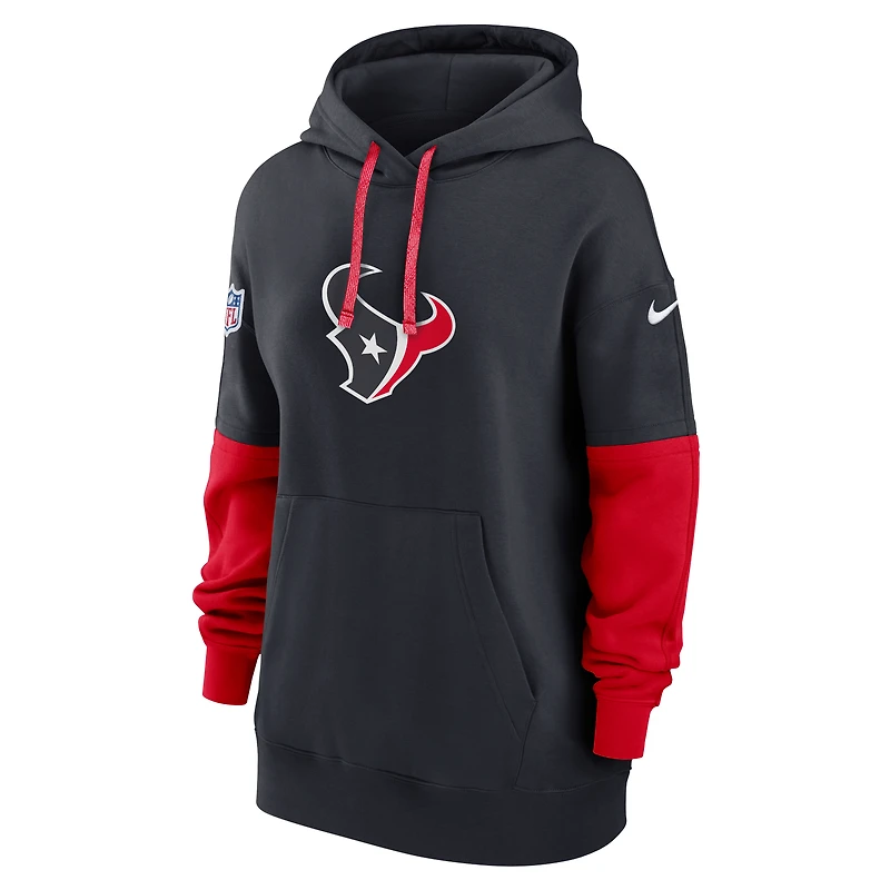 Sweat à capuche en polaire Essential Sideline 2024 de Nike pour femme, bleu marine, Houston Texans