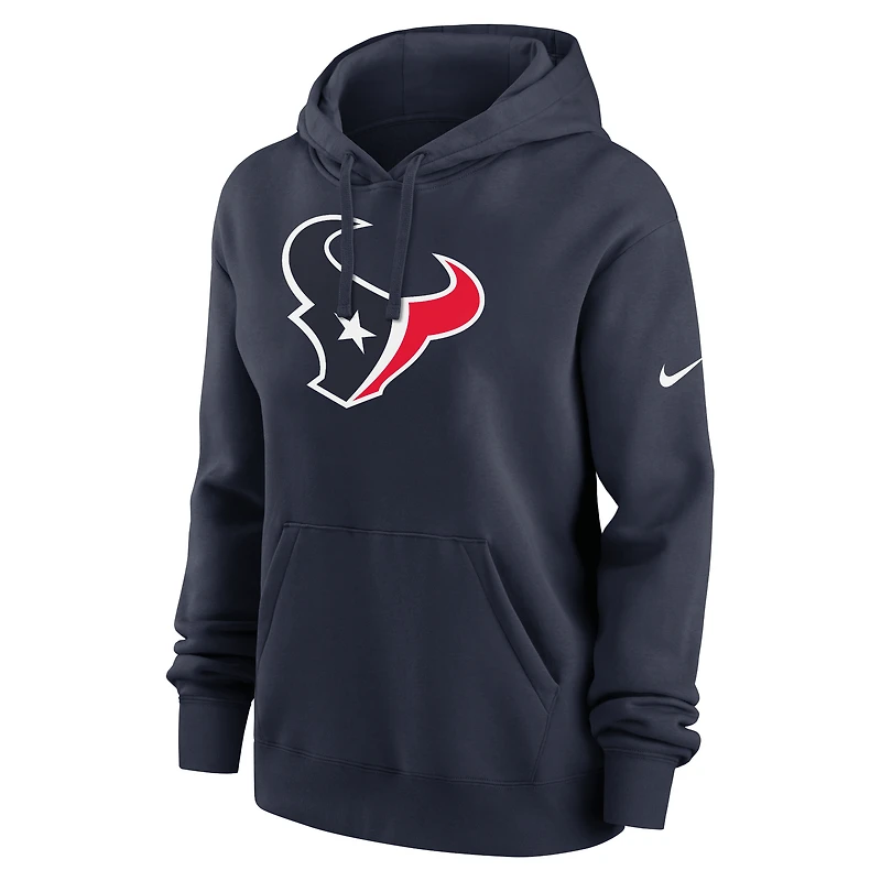 Women's Nike Navy Houston Texans Club Fleece Pullover Hoodie